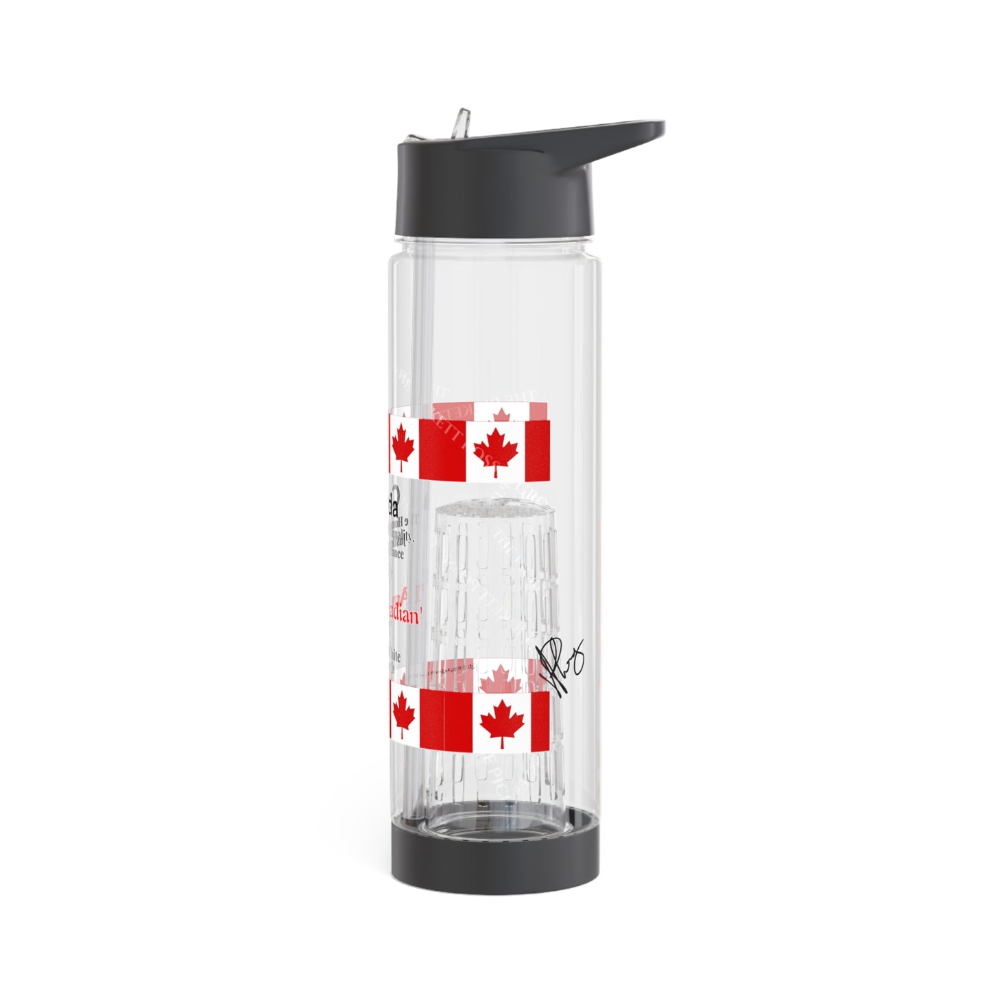 Clear 25oz 'Canada' Style Design.. INFUSER Water Bottle by the "TPPG-Apparels Brand" Canada Collection