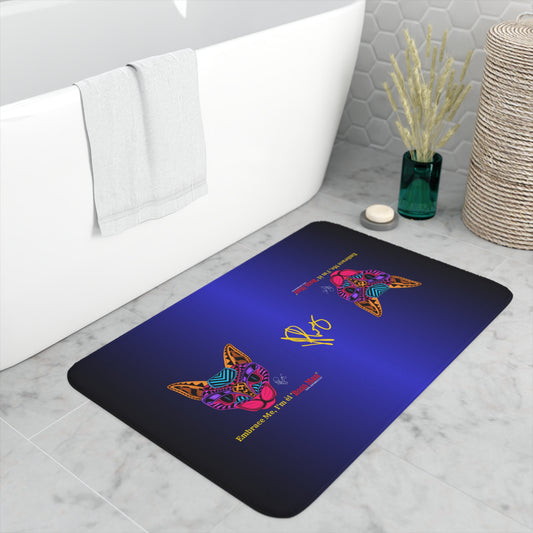 Soft & Fashionable Cat Design in (Royal Blue color-2 sizes) Memory Foam Bath Mat by the "TPPG-Apparels" Brands