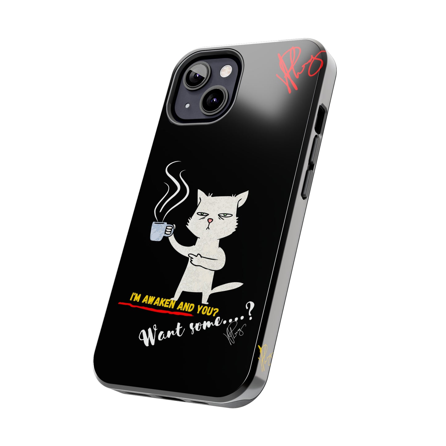 Another Cute "Coffee Cat" Pet Design (in a Simple but Bold Black & White Base Color) Verision from the 'TPPG Collection' Line carries Several sizes of the "iPhone Series" Tough Phone Cases