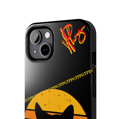 One of our Cutest Cat "Peek-A-BOOO.." Pet Designs (in a Bold Yellow/Orange/Red Base Colors) Verision from the 'TPPG Collection' Line carries Several sizes of the "iPhone Series" Tough Phone Cases