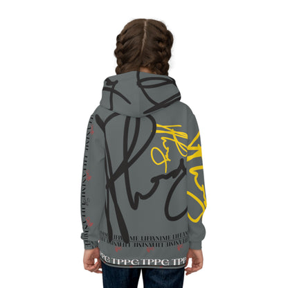 Children's "Anime Life" (Dk. GREY-Black/Yellow) "TPPG Logo" Hoodie in 6 sizes