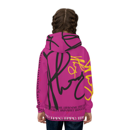 Children's "Anime Life" (Dk. Pink-Black/Yellow) "TPPG Logo" Hoodie in 6 sizes