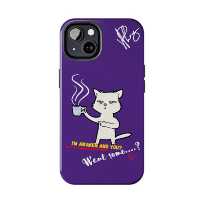 Lovely Bold Purple - Cutie "Coffee Cat" Pet Design Verision from the 'TPPG Collection' Line carries Several sizes of the "iPhone Series" Tough Phone Cases