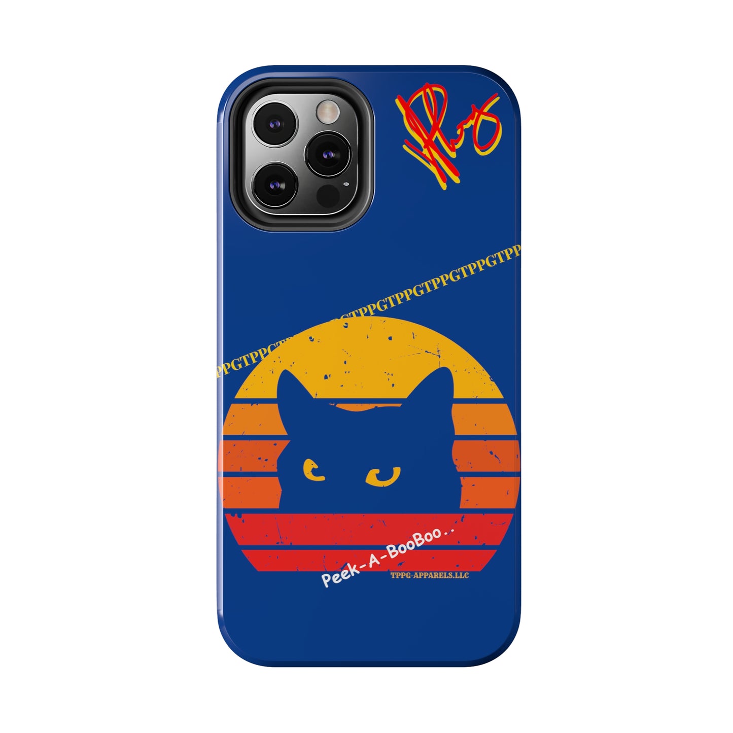 Custom Cat Design Phone Cases "Peek-A-BOOO.." (Black Multi-Colored)