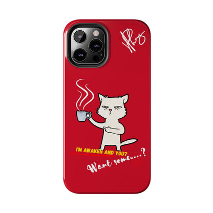 This Lovely Bold Red - Cutie "Coffee Cat" Pet Design Verision from the 'TPPG Collection' Line carries Several sizes of the "iPhone Series" Tough Phone Cases