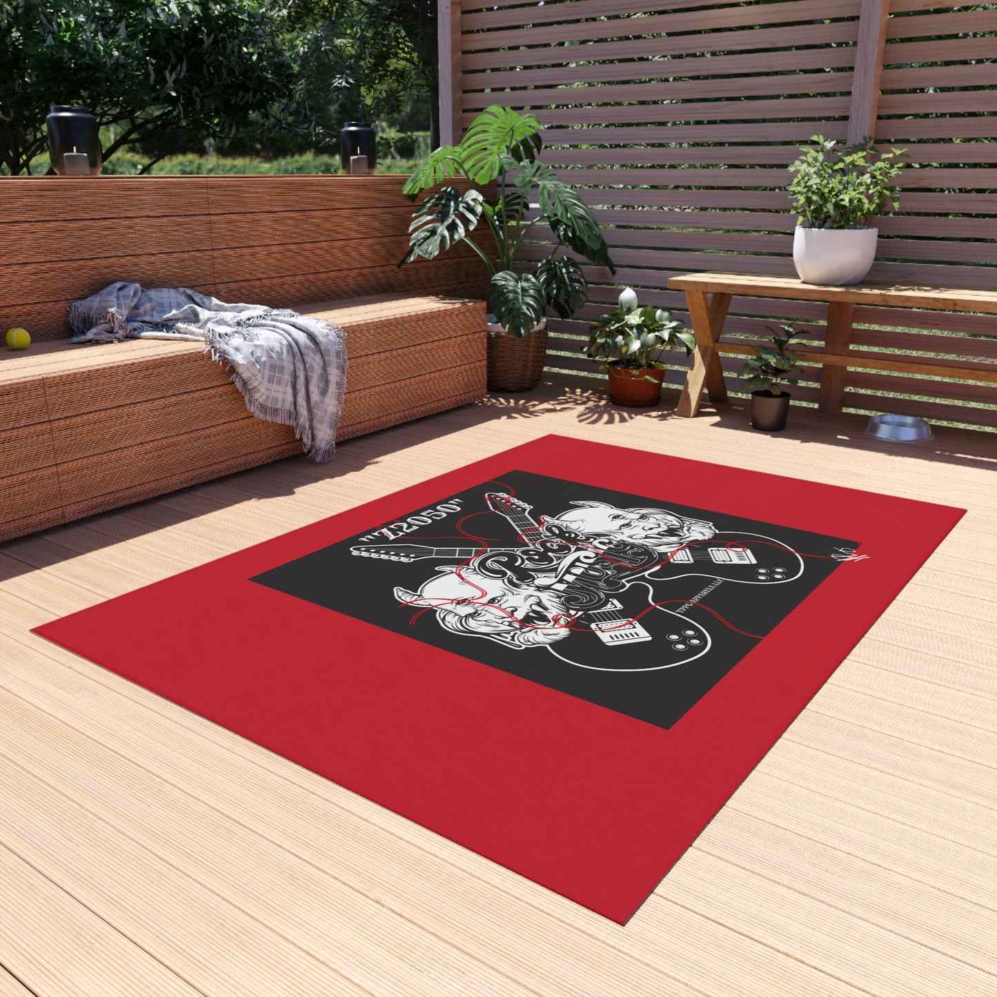 Durable Non-Slip Red/Black Outdoor Rug/Carpet from "TPPG Z2050 Rock Collection"