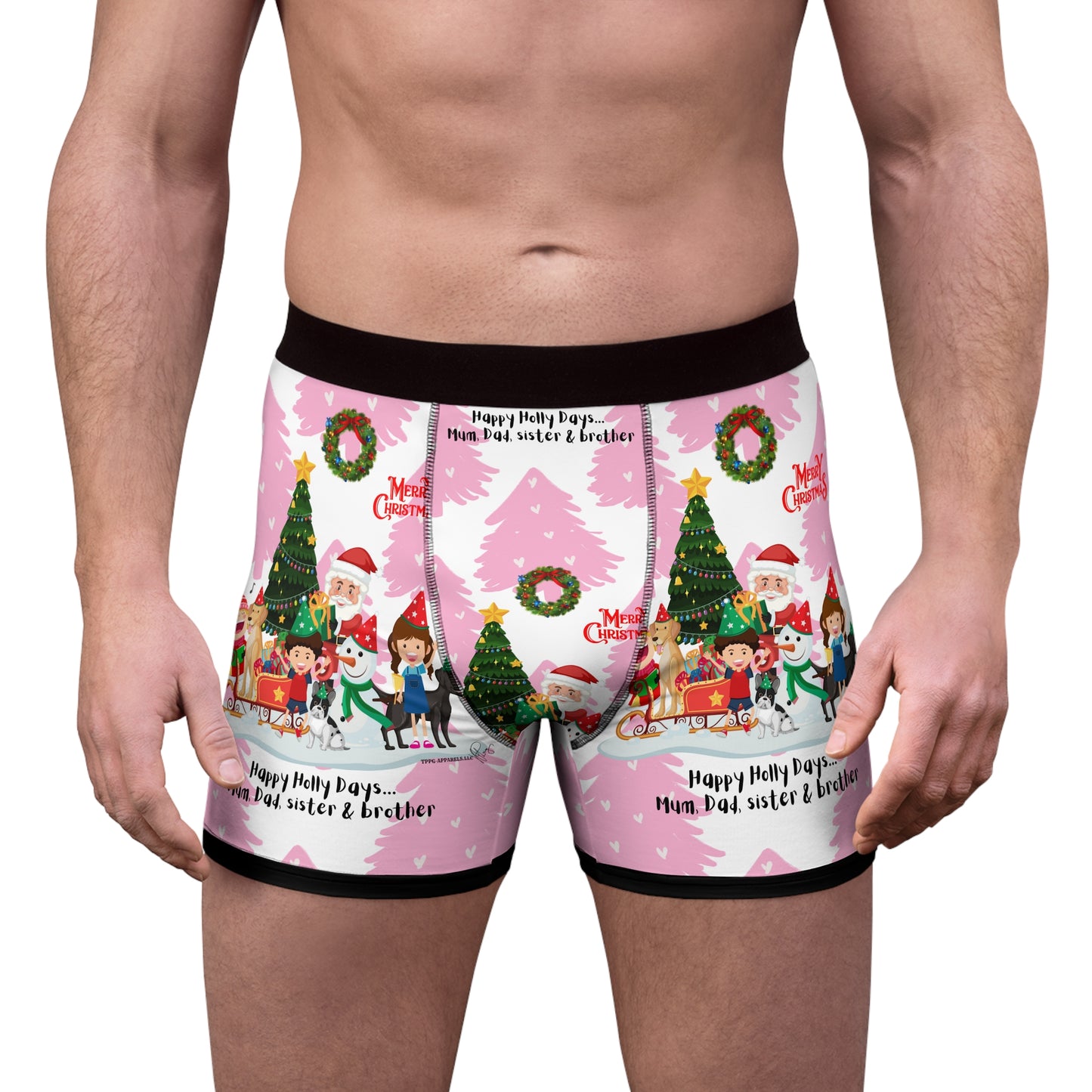 Man Sexy yet Stylish 'Holiday' Boxers - "TPPG-Apparels" Brand Lightweight Men's Boxer Briefs in the Christmas Spirit