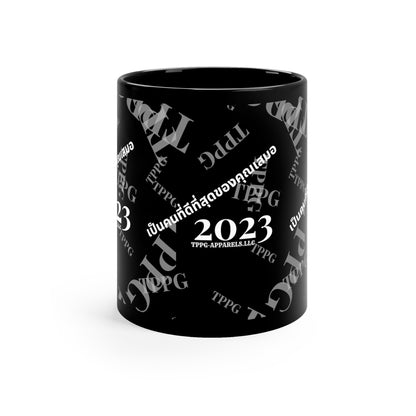 Sleek 11oz Black "Thai Print-Always Be Your Best Person" Glossy Finish Coffee/Tea Mug - from the 'TPPG-Apparels' Brand Collection