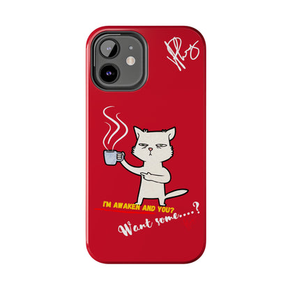 This Lovely Bold Red - Cutie "Coffee Cat" Pet Design Verision from the 'TPPG Collection' Line carries Several sizes of the "iPhone Series" Tough Phone Cases