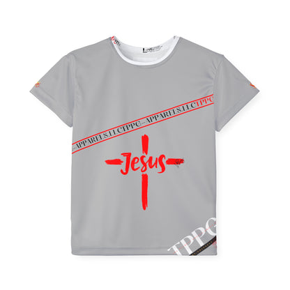 Kids Sport "Jesus Cross" Grey Jersey/Tee-By:"TPPG" Juniors/Kids Collections