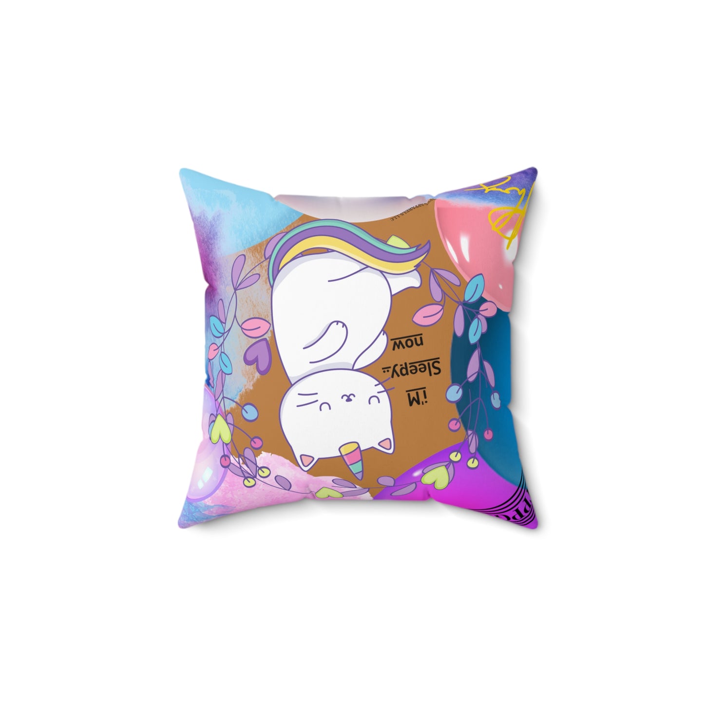 (Toddler/Kid) Spun Polyester Square Pillow (4 sizes-Lt. Brown Bgd) - By: "TPPG KIds Collection"