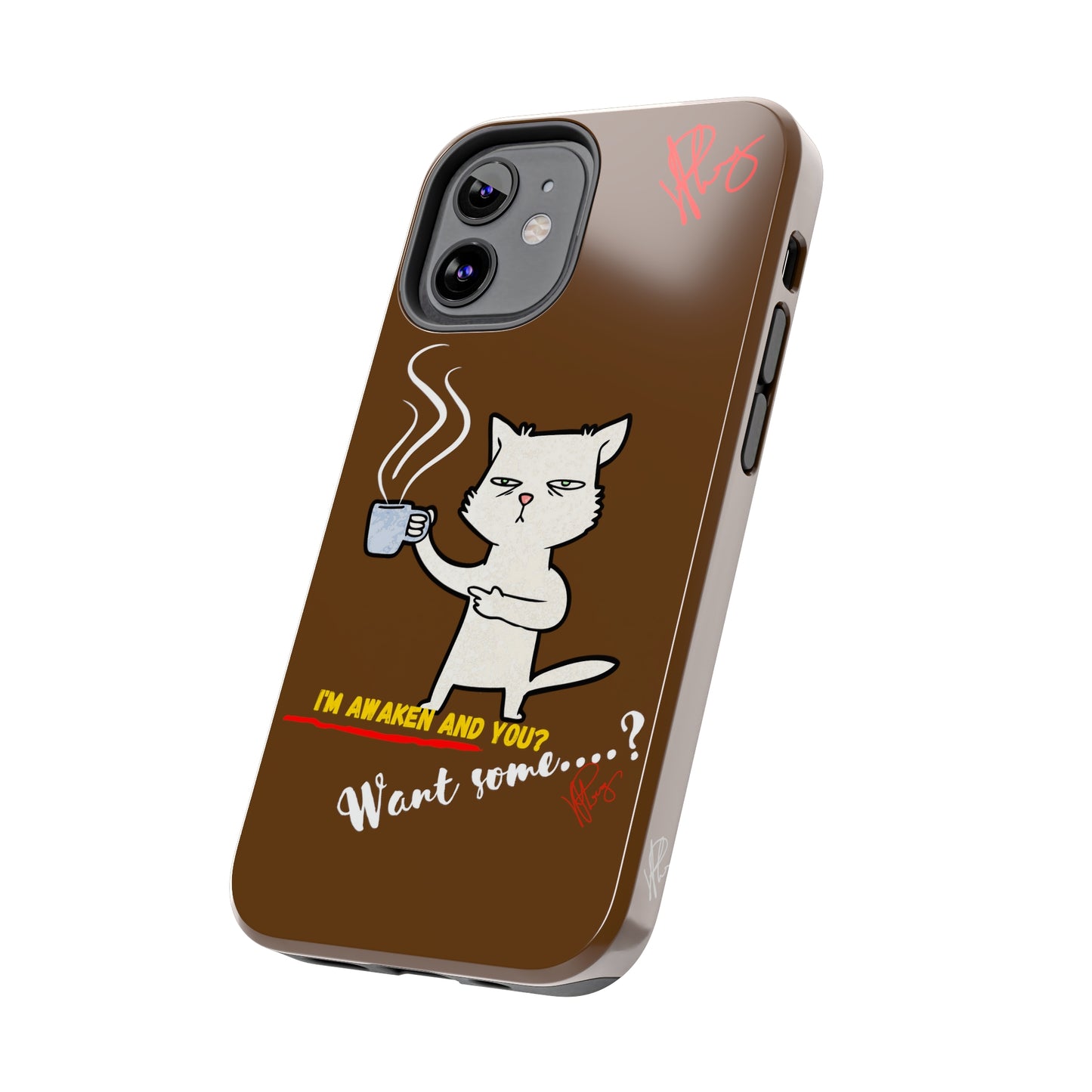 This Lovely Brown Coffee Color Tone - Cutie "Coffee Cat" Pet Design Verision from the 'TPPG Collection' Line carries Several sizes of the "iPhone Series" Tough Phone Cases