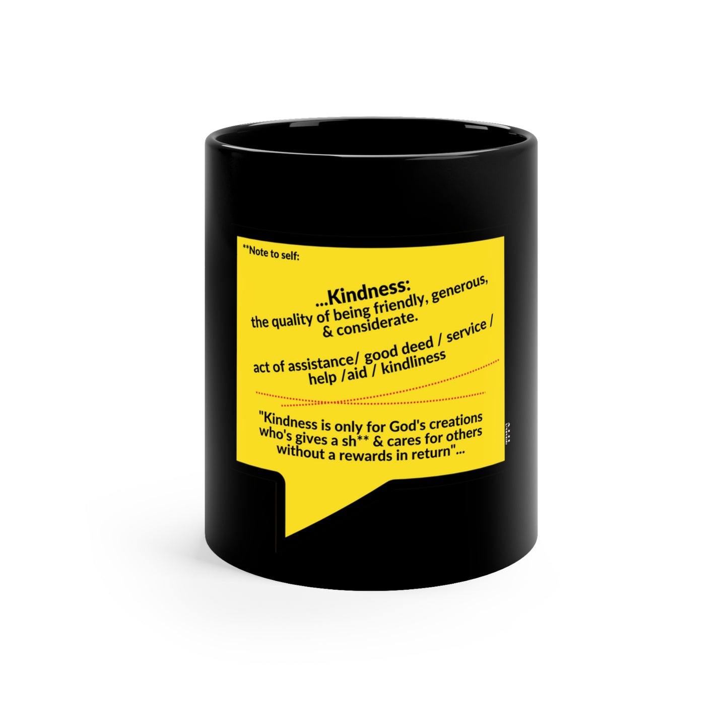 Sleek & Humorous "Yellow Card Collection-Note To Self" from the "TPPG-Apparels Brand" - 11oz Black Glossy Style Mug