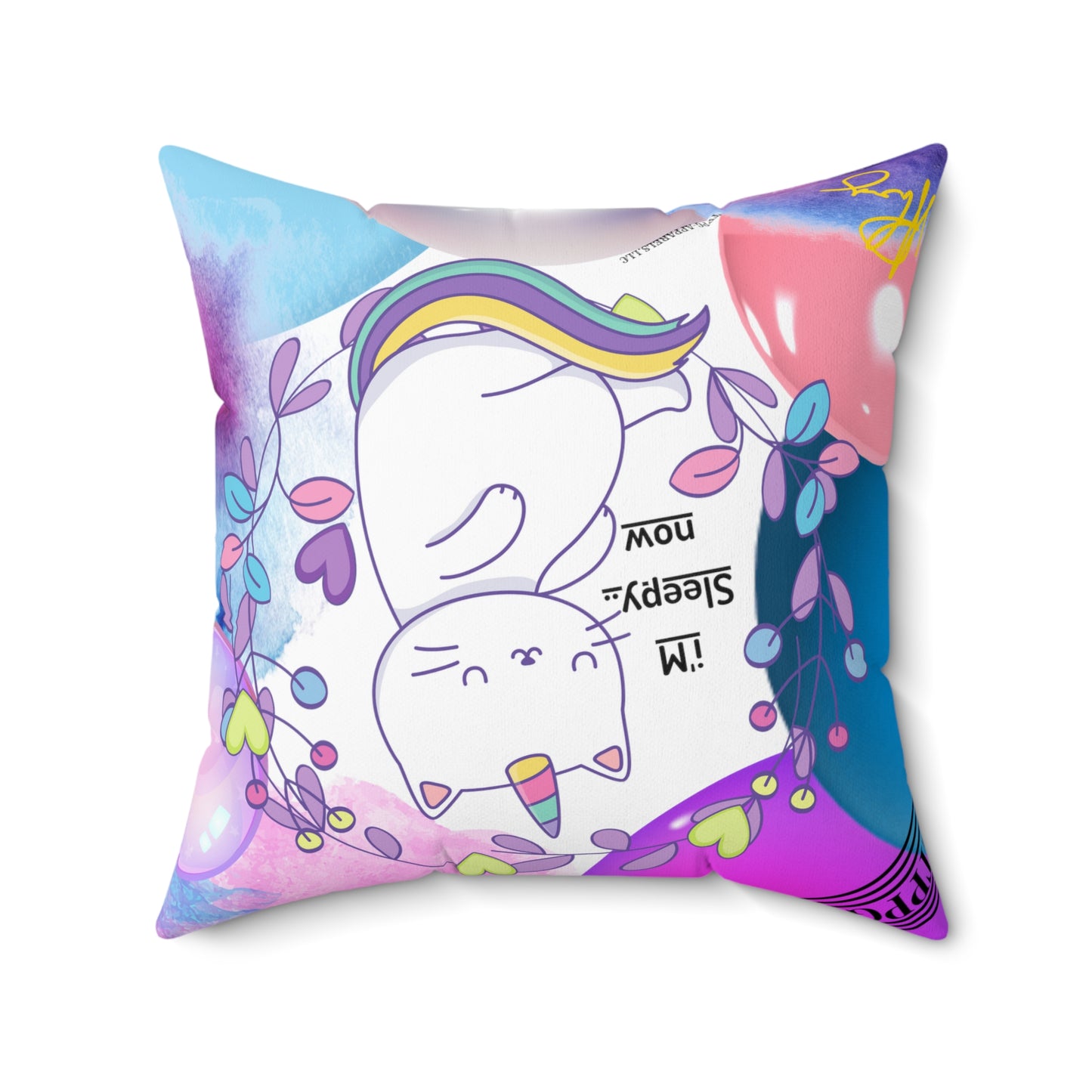 (Toddler/Kid) Spun Polyester Square Pillow (4 sizes-White Bgd) - By: "TPPG KIds Collection"