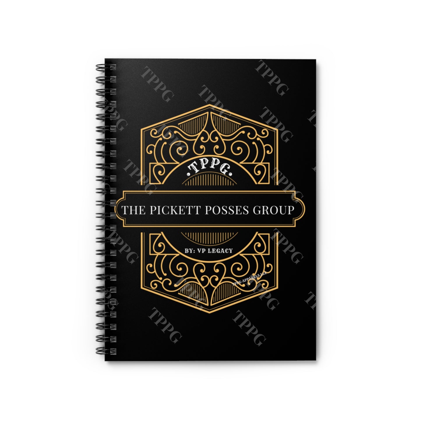 A Sleek (59pgs) 'TPPG-Apparel Brand' Crest Logo Style Spiral Notebook - Ruled Line