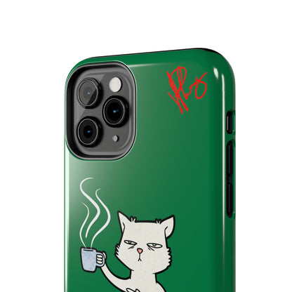 Lovely Forest Green Hue - Cutie "Coffee Cat" Pet Design Verision from the 'TPPG Collection' Line carries Several sizes of the "iPhone Series" Tough Phone Cases