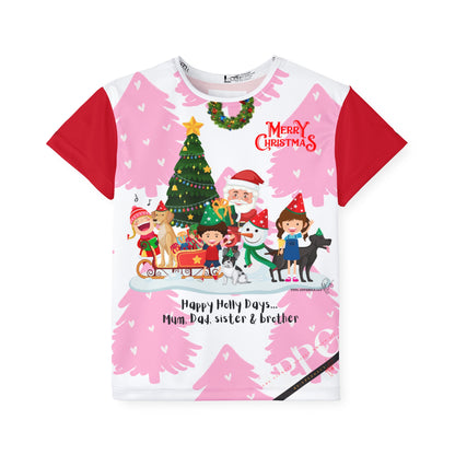 Kids (Deep Red Base) 'Holiday/Christmas' Sports Jersey/Tee - By:"TPPG-Apparel" Juniors Collections