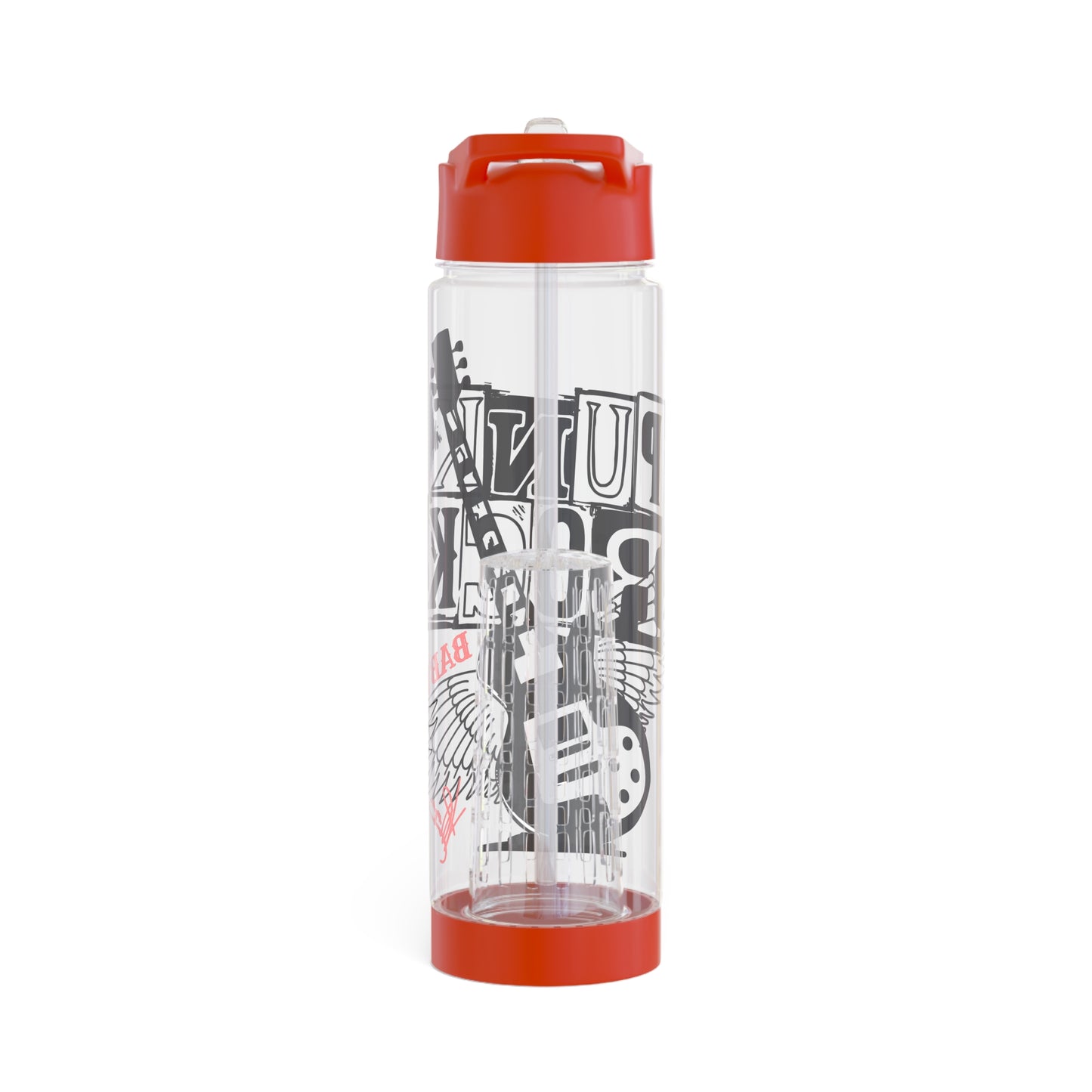 Clear 25oz 'Punk Rock' Print Style INFUSER Water Bottle by the "TPPG-Apparels" ('Punk Rock Print') Collection