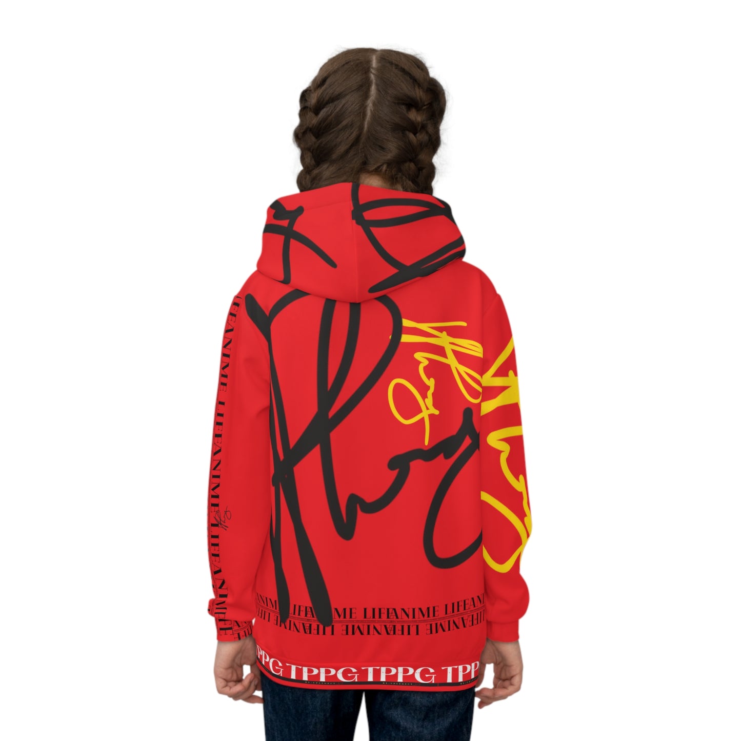 Children's "Anime Life" (Cherry Red/Yellow) "TPPG Logo" Hoodie in 6 sizes