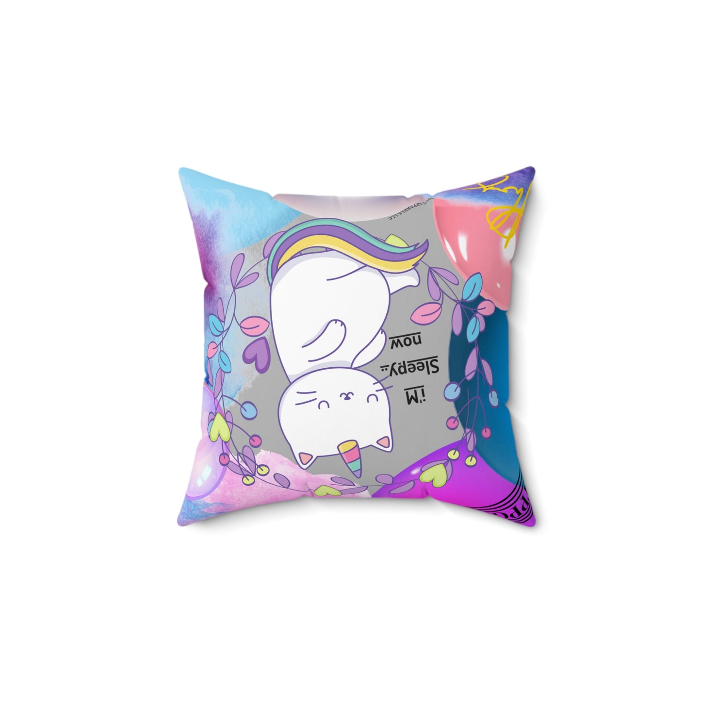 (Toddler/Kid) Spun Polyester Square Pillow (4 sizes-Lt. Grey Bgd) - By: "TPPG KIds Collection"