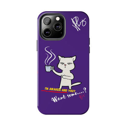 Lovely Bold Purple - Cutie "Coffee Cat" Pet Design Verision from the 'TPPG Collection' Line carries Several sizes of the "iPhone Series" Tough Phone Cases