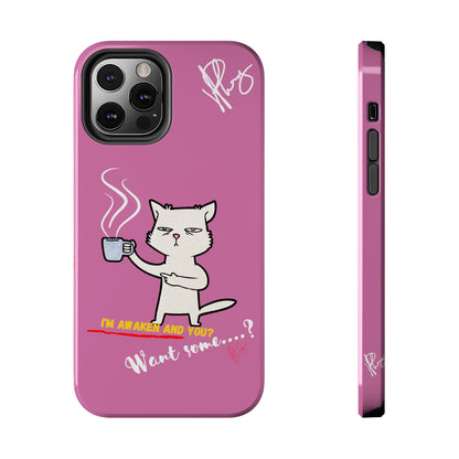 Cutie "Coffee Cat" Pet Design (in a Simple but Kool Tone Pink Base Color) Verision from the 'TPPG Collection' Line carries Several sizes of the "iPhone Series" Tough Phone Cases