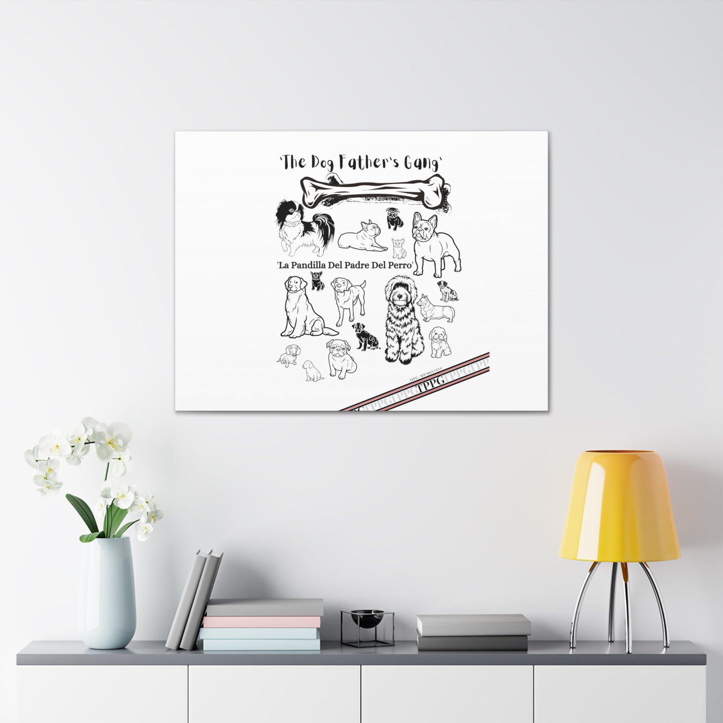 From our "TPPG Brand Pet Collection" - Canvas Gallery Wraps " The Dog FATHER'S Gang.."- on White